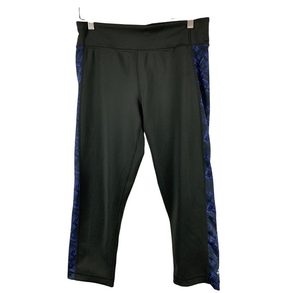 Adidas Womens Climalite Black & Blue Patterned Performance Capris - Size M